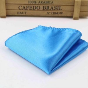 Boys Peacock Blue Satin Pocket Square Handkerchief